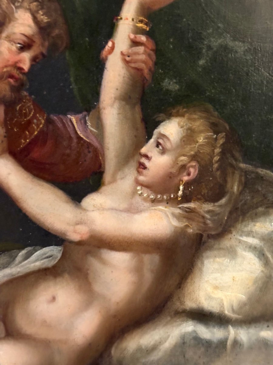 Pittura su Ardesia inizio XVII secolo Scuola Veneta "Tarquinio e Lucrezia" -photo-4