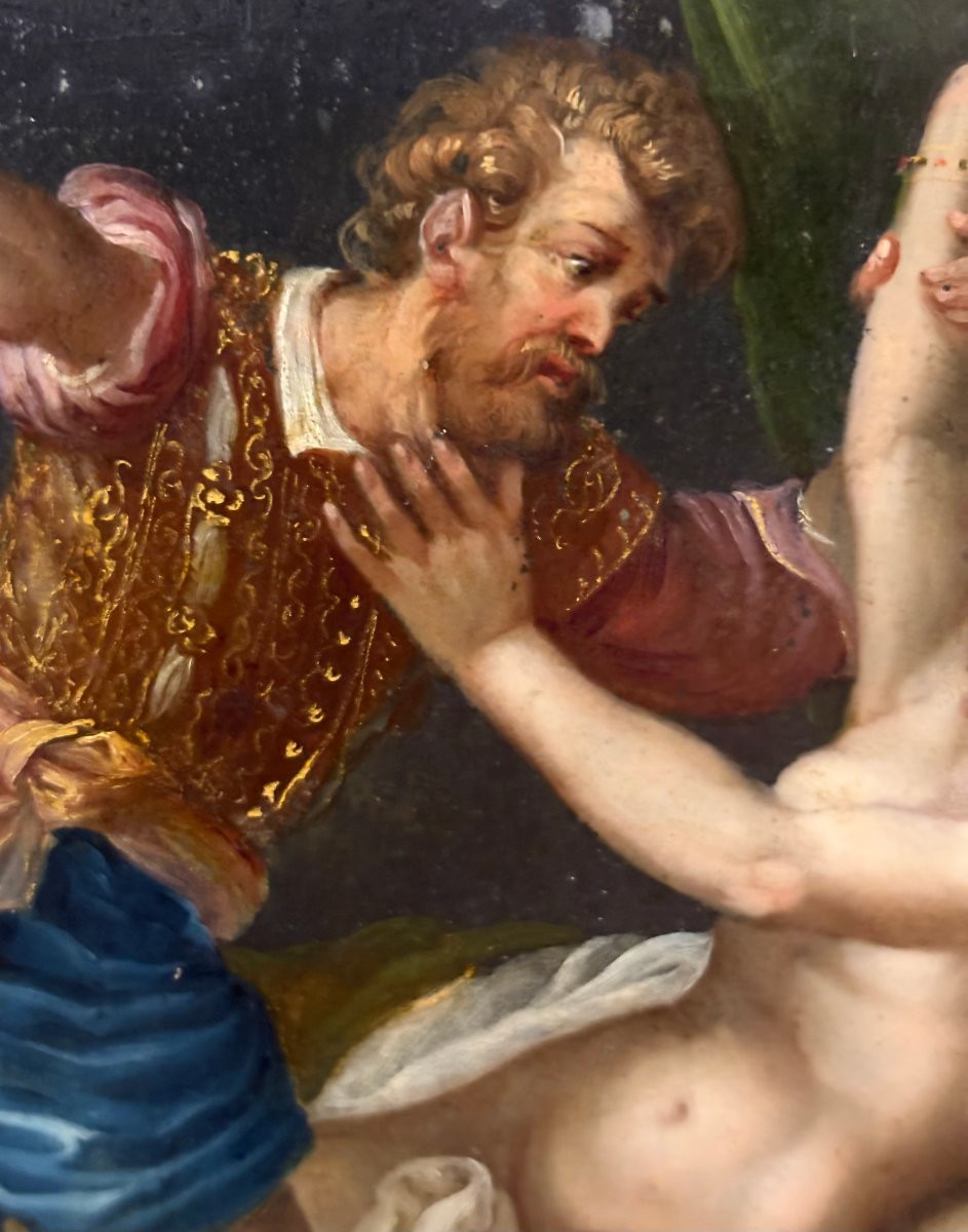 Pittura su Ardesia inizio XVII secolo Scuola Veneta "Tarquinio e Lucrezia" -photo-1