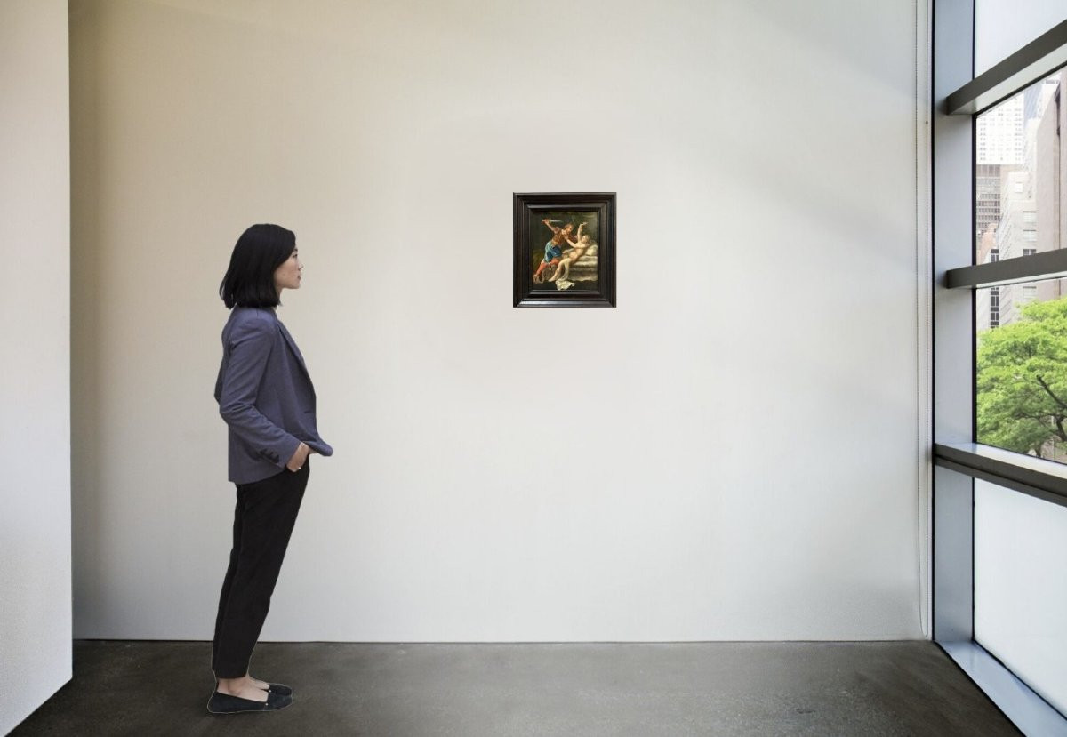 Pittura su Ardesia inizio XVII secolo Scuola Veneta "Tarquinio e Lucrezia" -photo-8