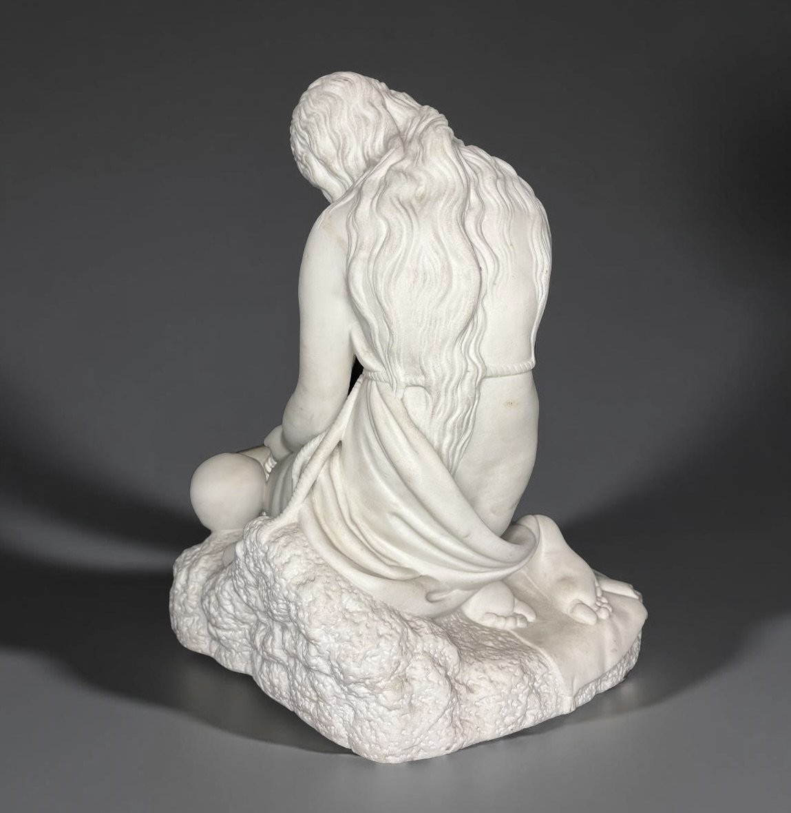 Maddalena Penitente dopo Canova, Scultura Neoclassica  in Marmo XIX secolo-photo-3