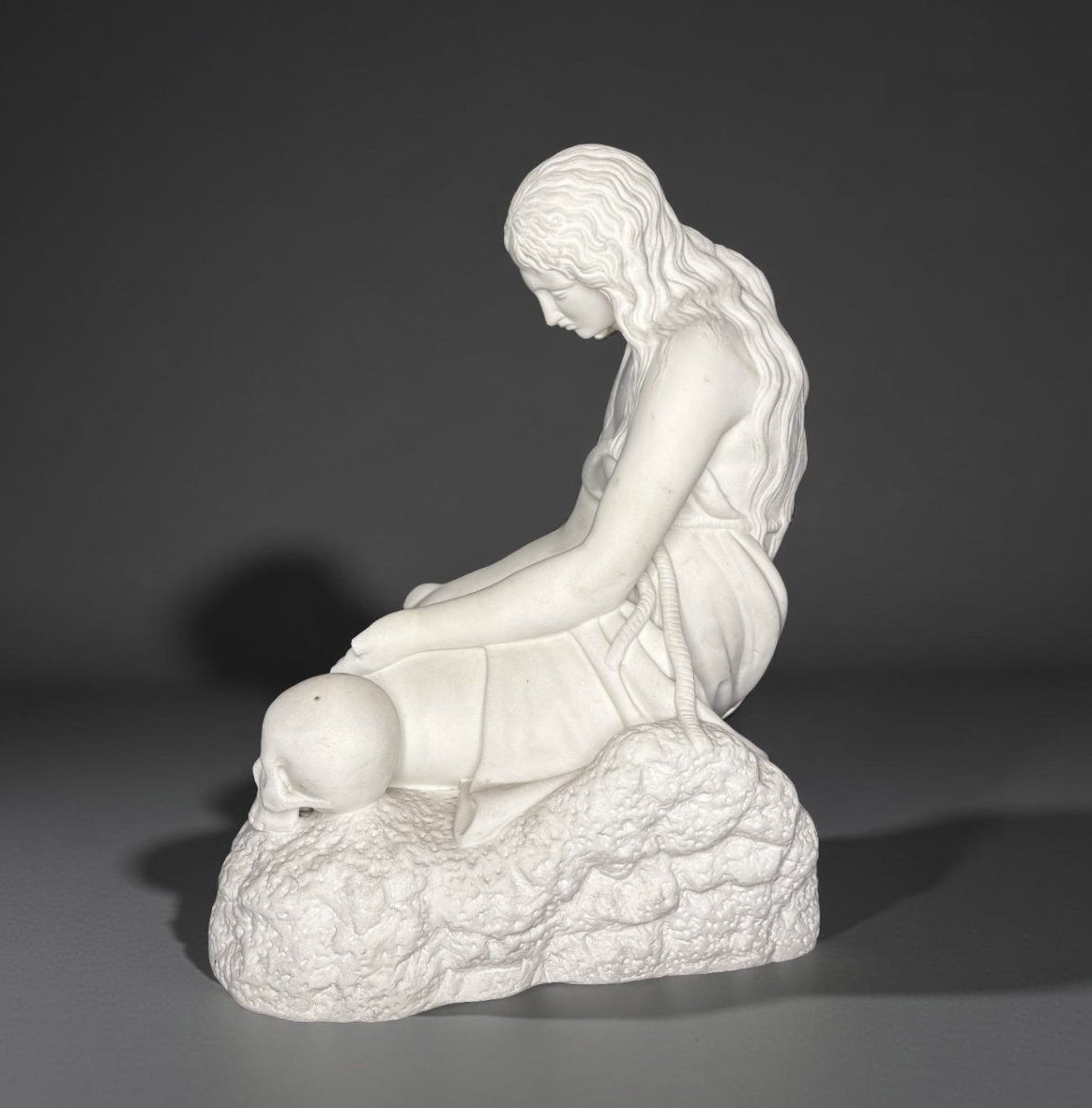 Maddalena Penitente dopo Canova, Scultura Neoclassica  in Marmo XIX secolo-photo-4