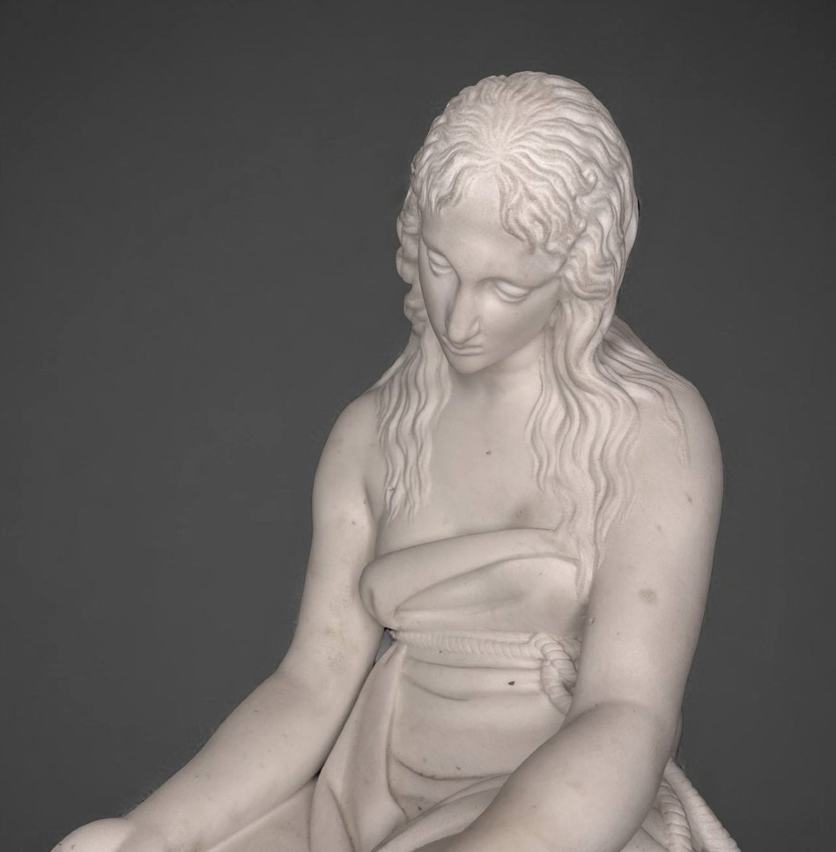 Maddalena Penitente dopo Canova, Scultura Neoclassica  in Marmo XIX secolo-photo-1