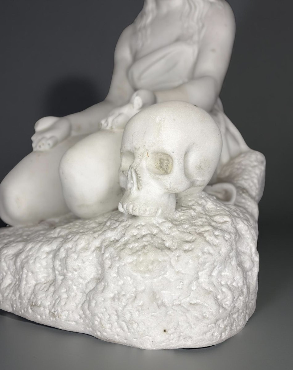 Maddalena Penitente dopo Canova, Scultura Neoclassica  in Marmo XIX secolo-photo-3