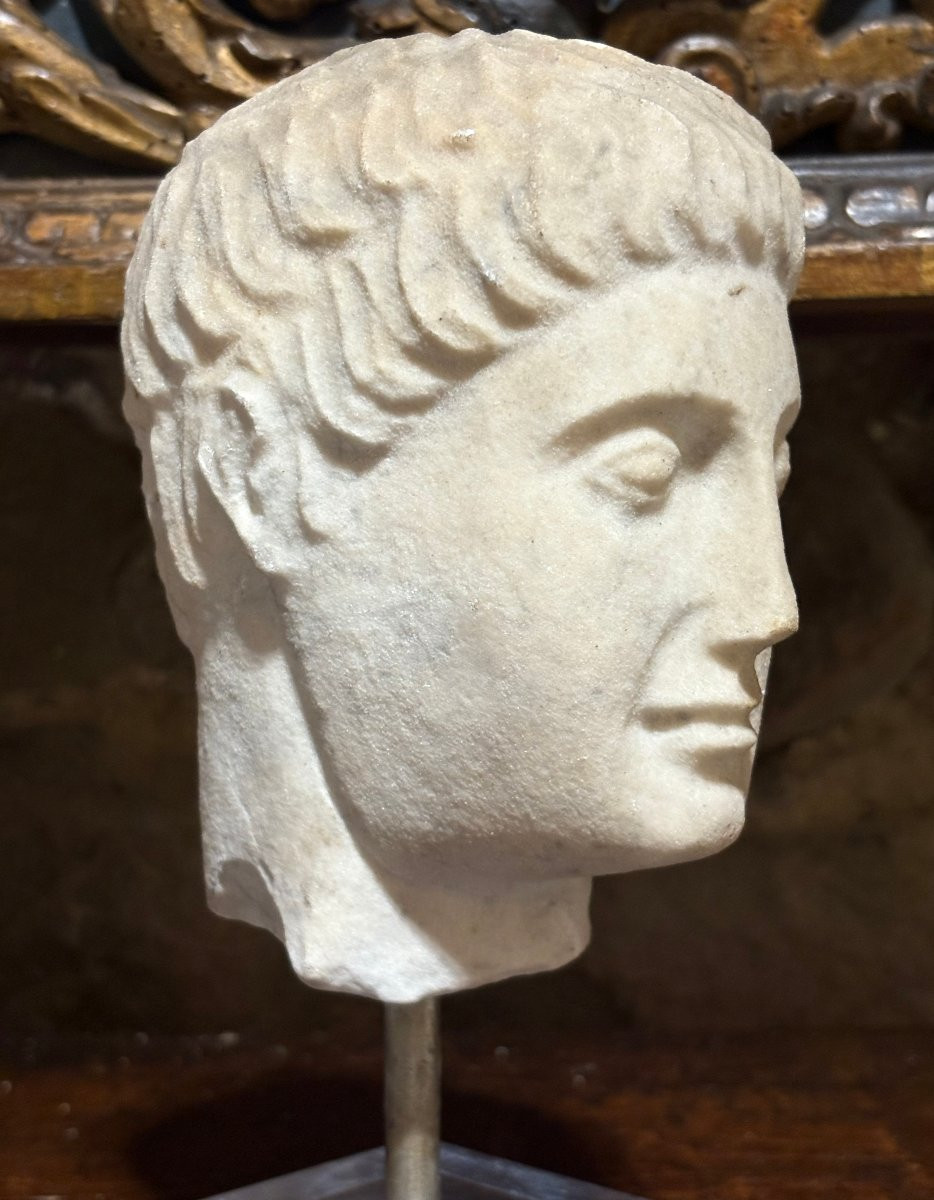 Testa Maschile in Marmo Art Déco Scultura Italiana del XX-photo-3