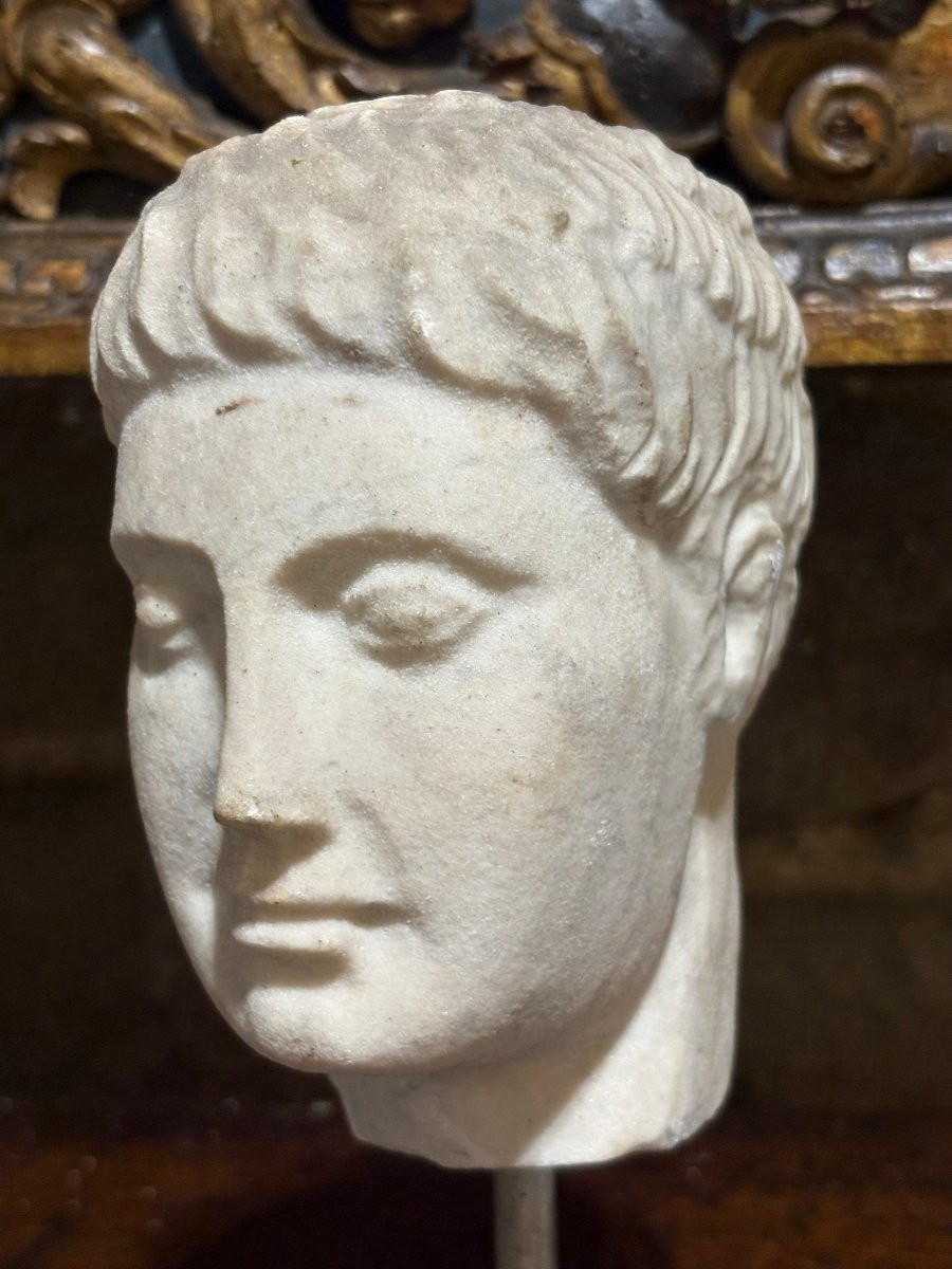 Testa Maschile in Marmo Art Déco Scultura Italiana del XX-photo-1