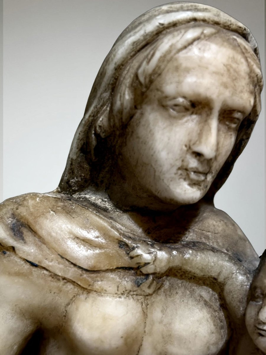 Madonna col Bambino Gruppo in Alabastro Fiandre prima metà del XVI secolo-photo-2