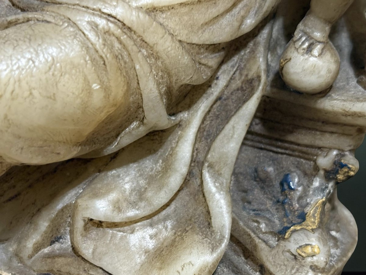 Madonna col Bambino Gruppo in Alabastro Fiandre prima metà del XVI secolo-photo-4