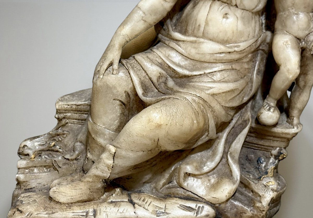 Madonna col Bambino Gruppo in Alabastro Fiandre prima metà del XVI secolo-photo-5