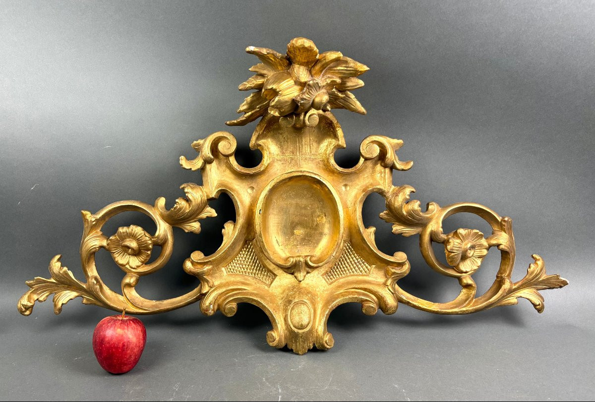 Grande Fregio Sovraporta in Legno Dorato XIX secolo-photo-2