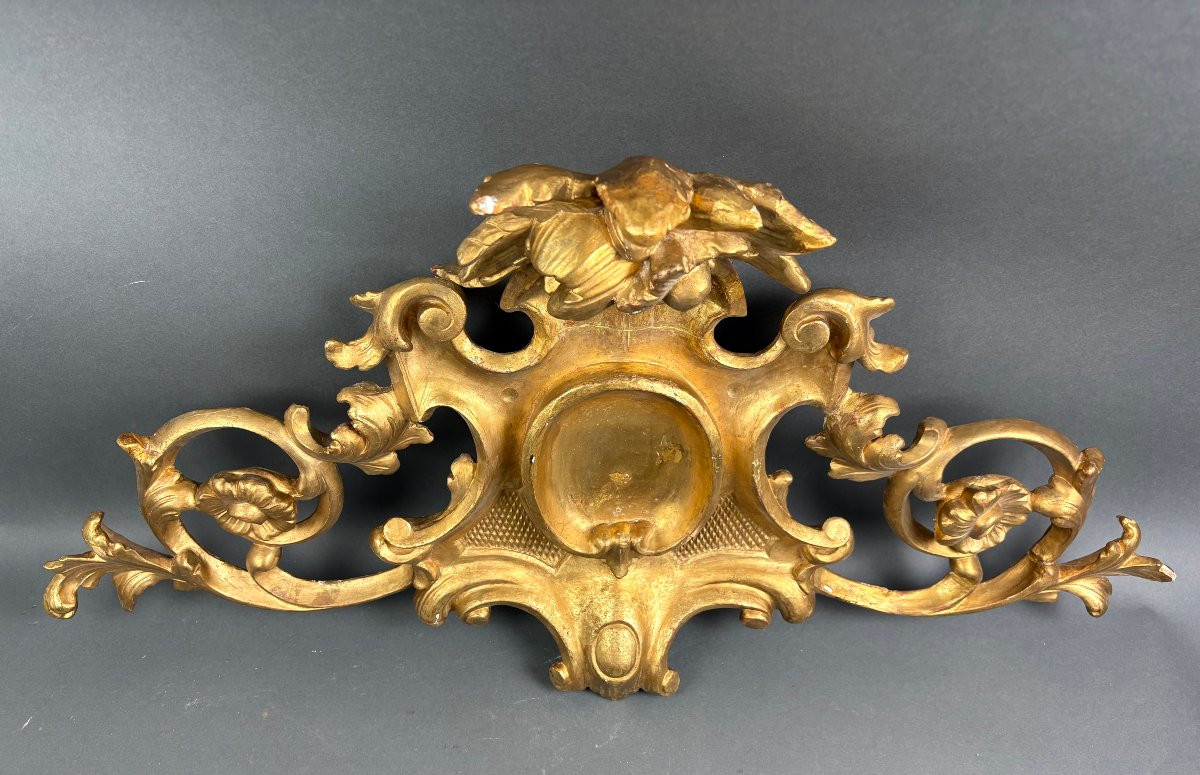 Grande Fregio Sovraporta in Legno Dorato XIX secolo-photo-4