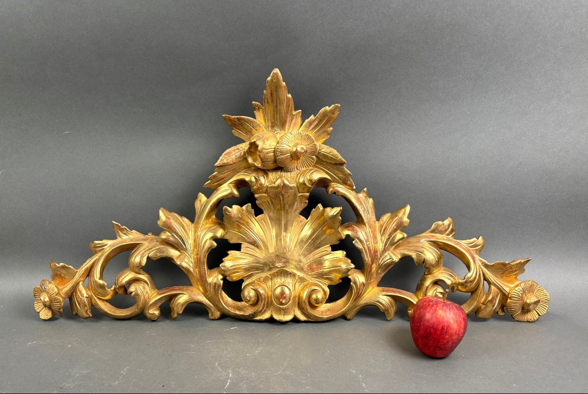 Grande Fregio Sovraporta in Legno Dorato XIX secolo-photo-2