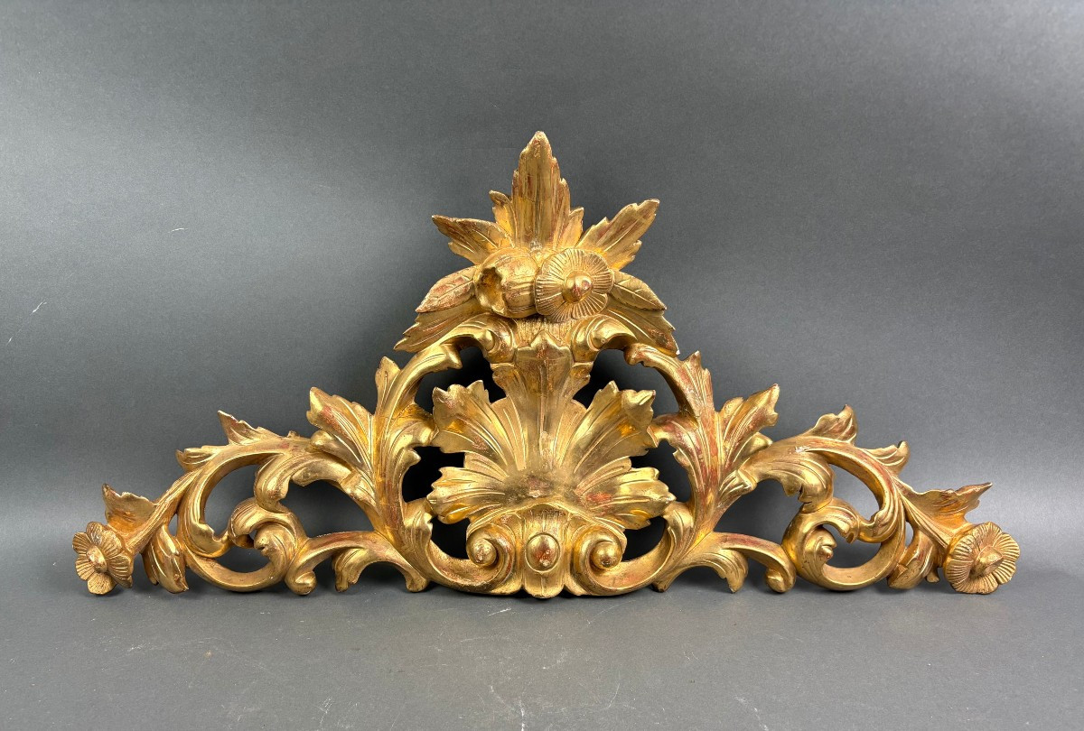Grande Fregio Sovraporta in Legno Dorato XIX secolo