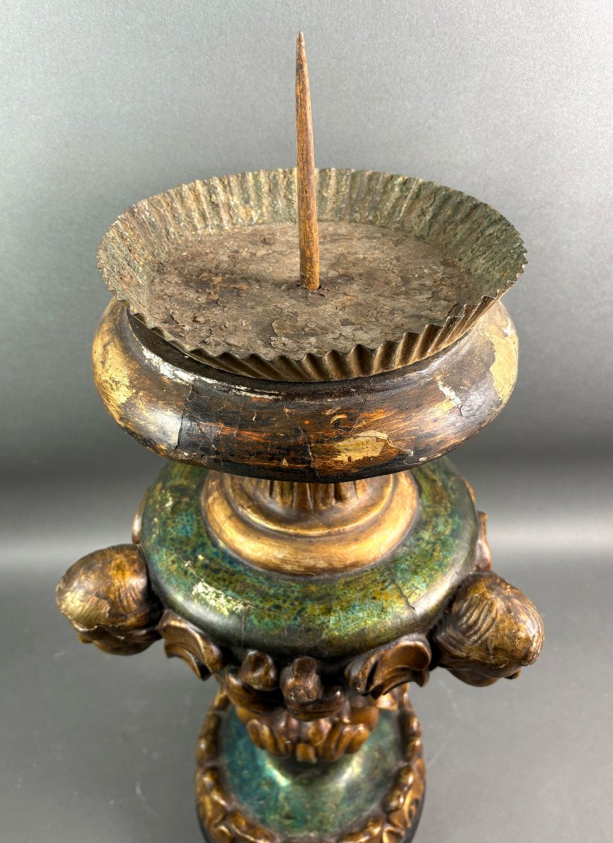 Grande Portacero Barocco Legno Laccato e Dorato XVIII secolo-photo-3