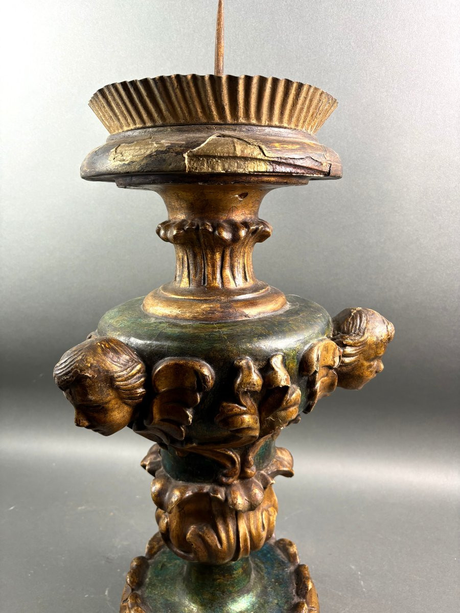 Grande Portacero Barocco Legno Laccato e Dorato XVIII secolo-photo-4