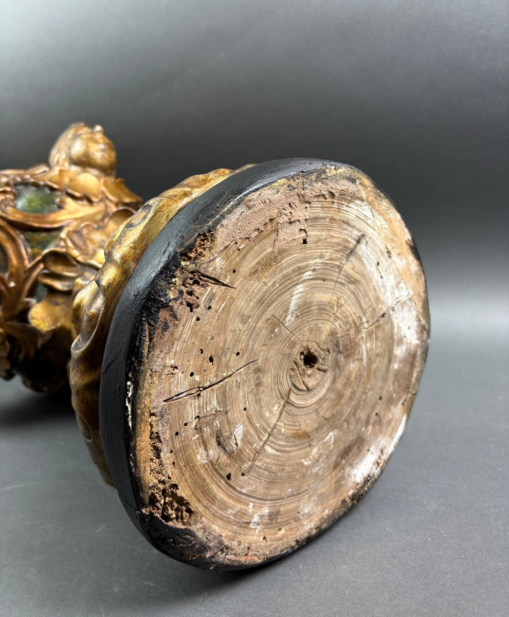 Grande Portacero Barocco Legno Laccato e Dorato XVIII secolo-photo-7