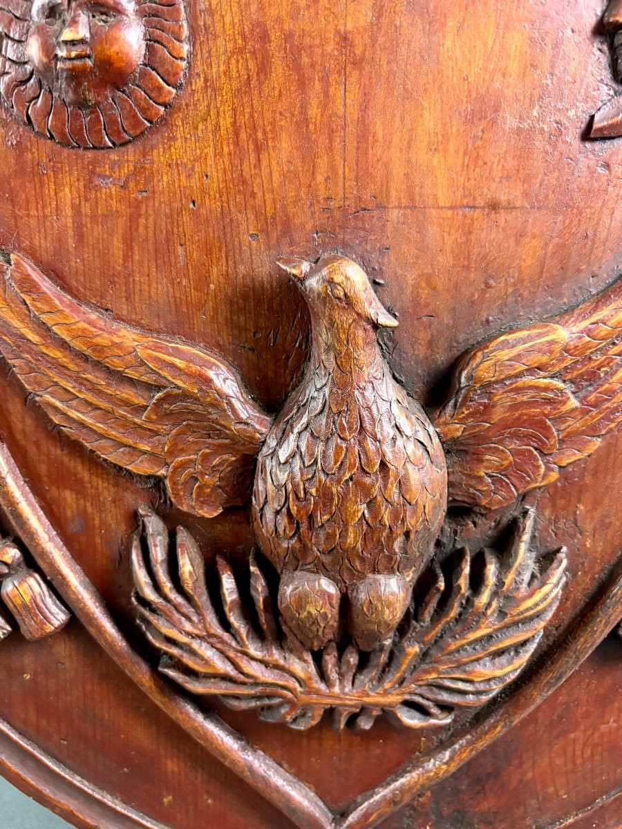 Stemma Gentilizio in Legno Scolpito XVIII secolo-photo-4