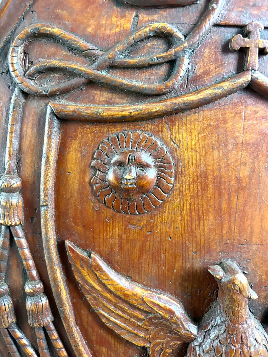 Stemma Gentilizio in Legno Scolpito XVIII secolo-photo-1