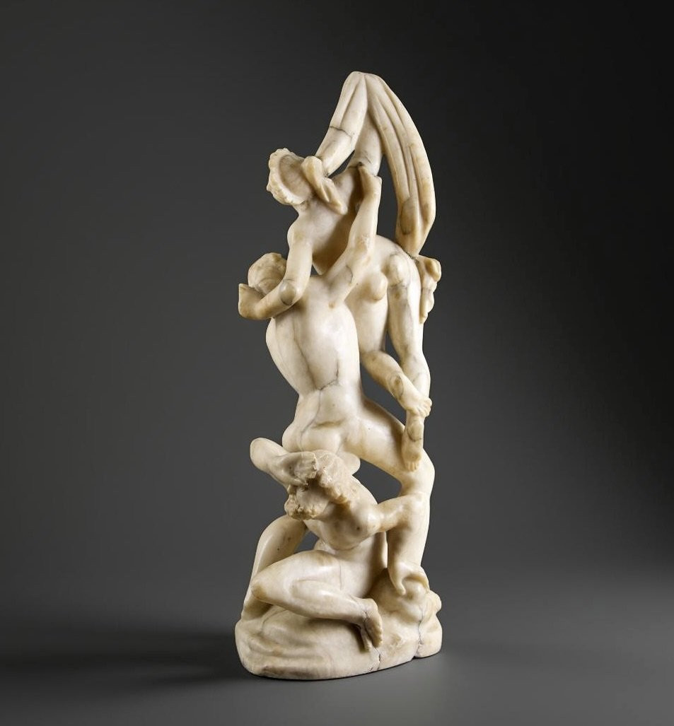 Grande Gruppo in Alabastro del XVIII Secolo "Il Ratto delle Sabine" Inghirami Volterra-photo-4