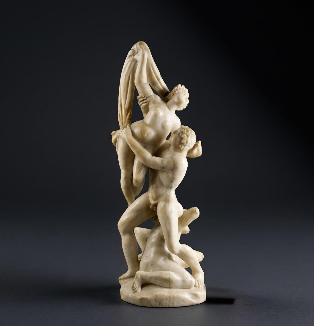 Grande Gruppo in Alabastro del XVIII Secolo "Il Ratto delle Sabine" Inghirami Volterra-photo-3