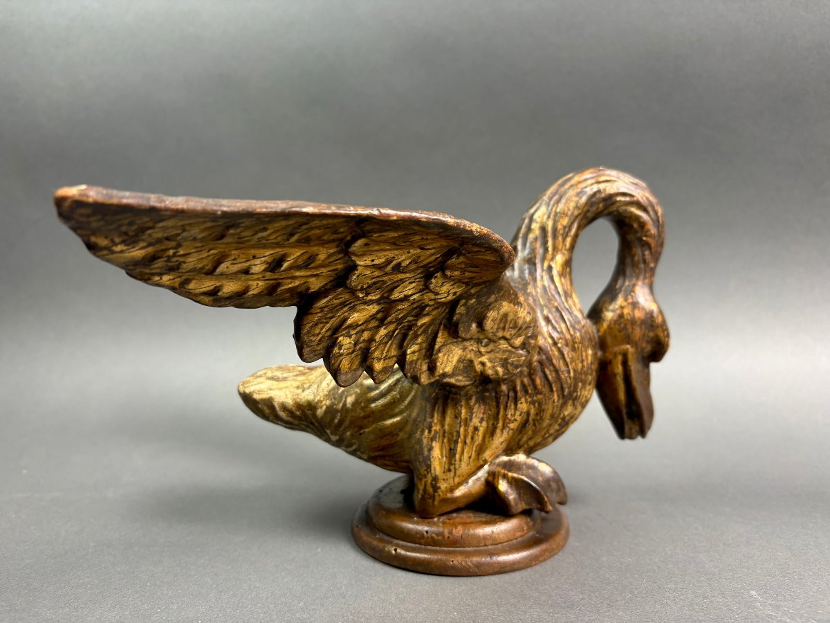 Coppia di Grandi Sculture Luigi XVI  Legno Dorato Cigni  Italia XVIII secolo -photo-4