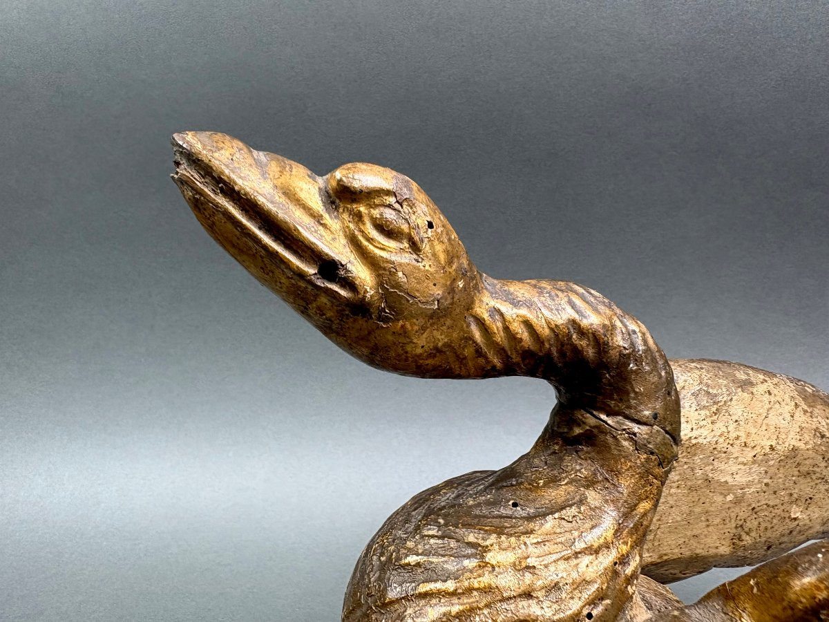 Coppia di Grandi Sculture Luigi XVI  Legno Dorato Cigni  Italia XVIII secolo -photo-6