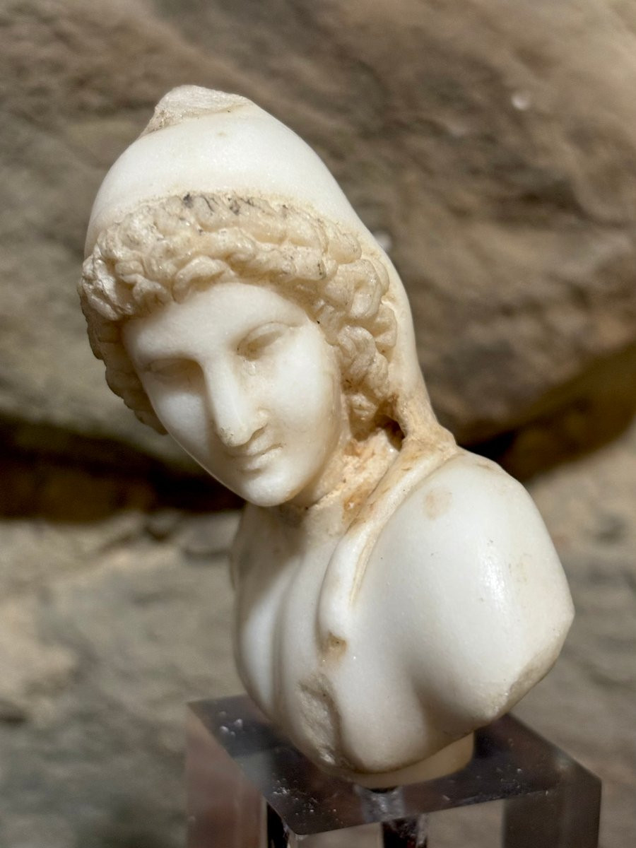 Piccolo Busto Manierista In Marmo di Attis XVI secolo-photo-2