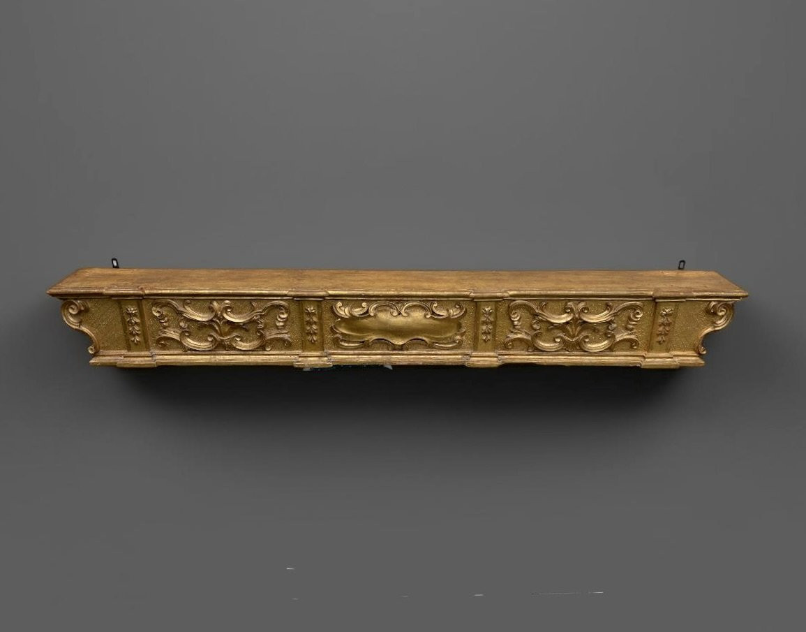 Predella da Altare Barocca Legno Dorato inizi XVIII secolo-photo-1