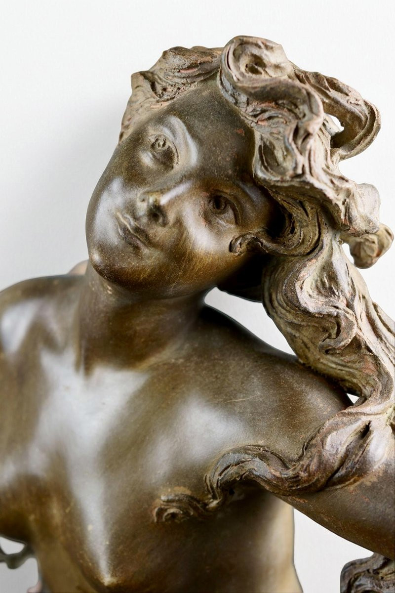 Luca Madrassi (1848-1919) Grande Scultura in Terracotta Art Nouveau-photo-2