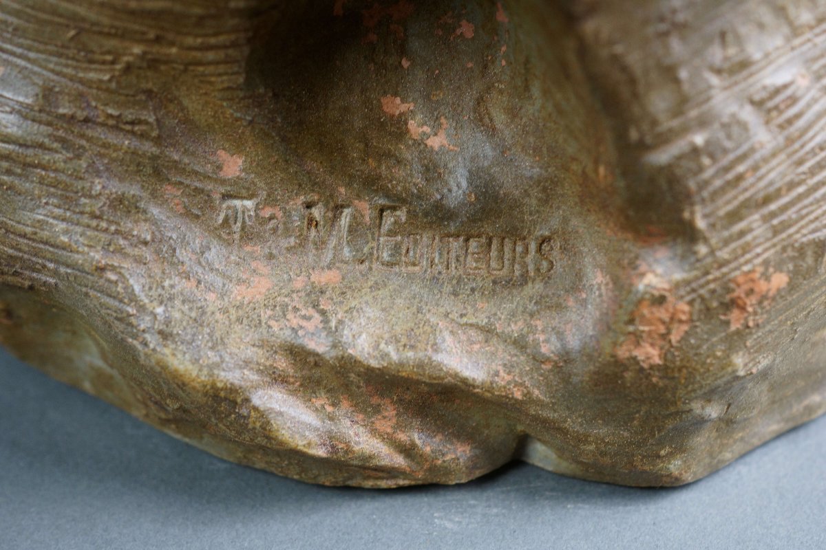 Luca Madrassi (1848-1919) Grande Scultura in Terracotta Art Nouveau-photo-5