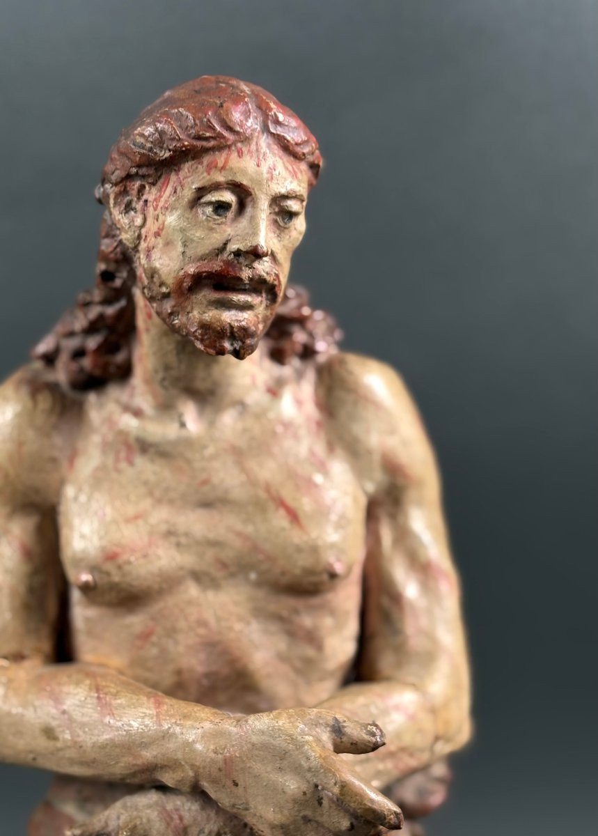 Cristo ai Lacci o Ecce Homo in Terracotta Policroma Italia XVII secolo-photo-1