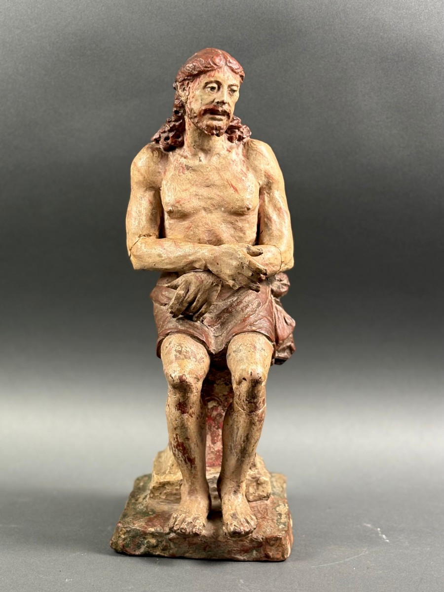 Cristo ai Lacci o Ecce Homo in Terracotta Policroma Italia XVII secolo