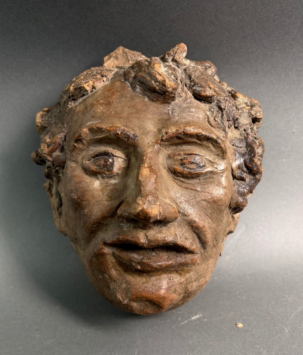 Testa di Fauno Altorilievo Terracotta Policroma XVIII secolo