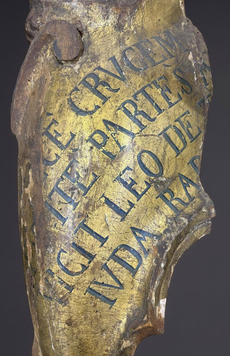 Frammento di Stemma o Blasone  in Legno Dorato Italia XVIII secolo-photo-2