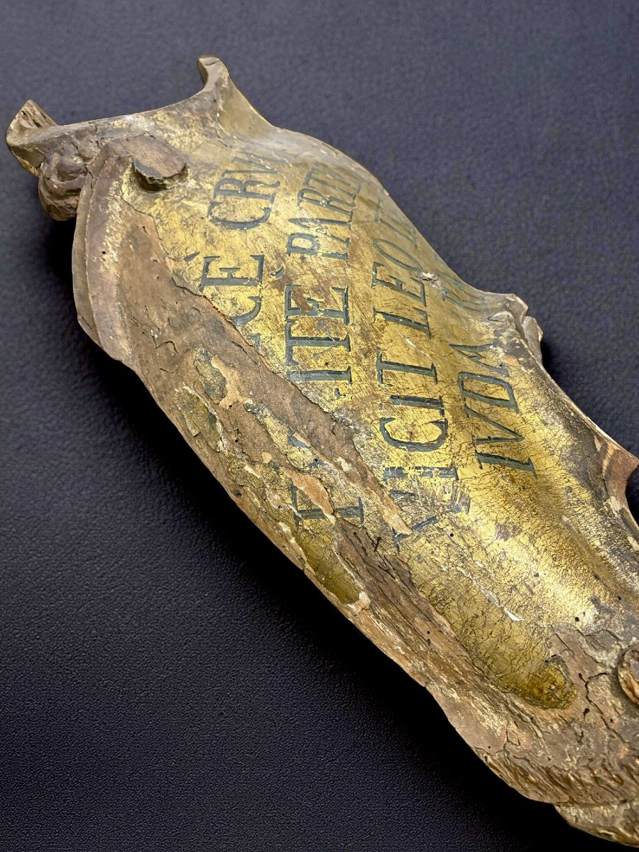 Frammento di Stemma o Blasone  in Legno Dorato Italia XVIII secolo-photo-3