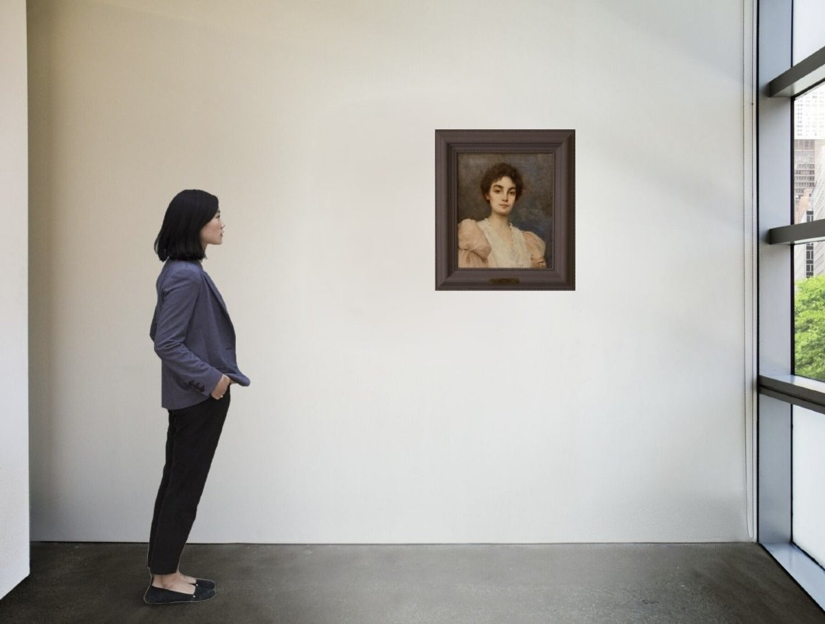 Octave Gallian (1855-1918) "Ritratto di elegante" Firmato e datato 1895-photo-3