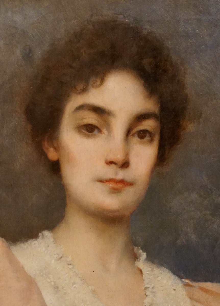 Octave Gallian (1855-1918) "Ritratto di elegante" Firmato e datato 1895-photo-1