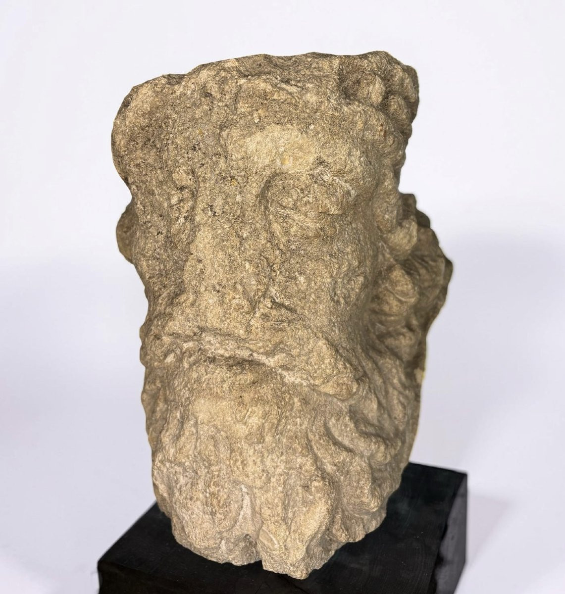 Testa Coronata medievale in Pietra Calcarea Francia XIII-XIV secolo-photo-2