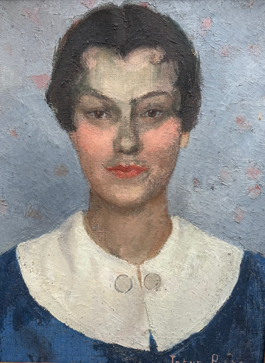 Irène Pagès Post-Impressionismo Ritratto di Ragazza Timbro del Salon