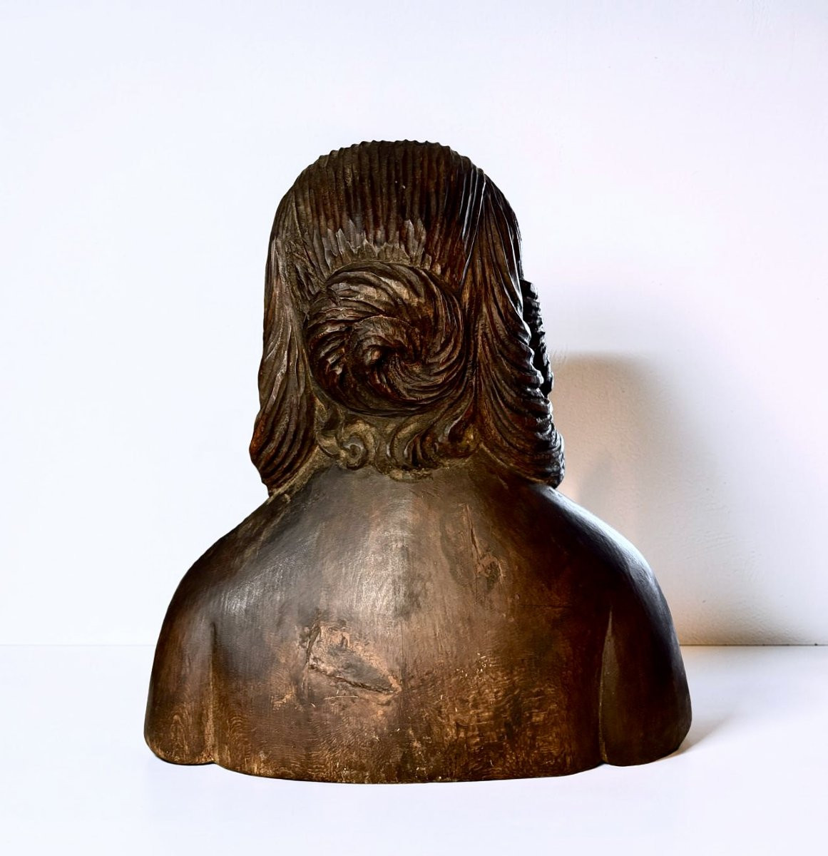 Busto di Dama in Legno di Tiglio Francia XVIII secolo-photo-3