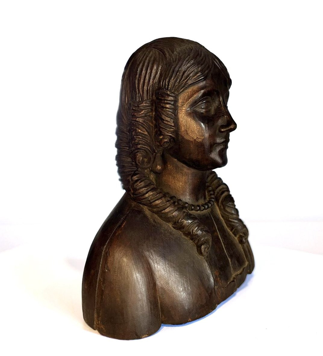 Busto di Dama in Legno di Tiglio Francia XVIII secolo-photo-4
