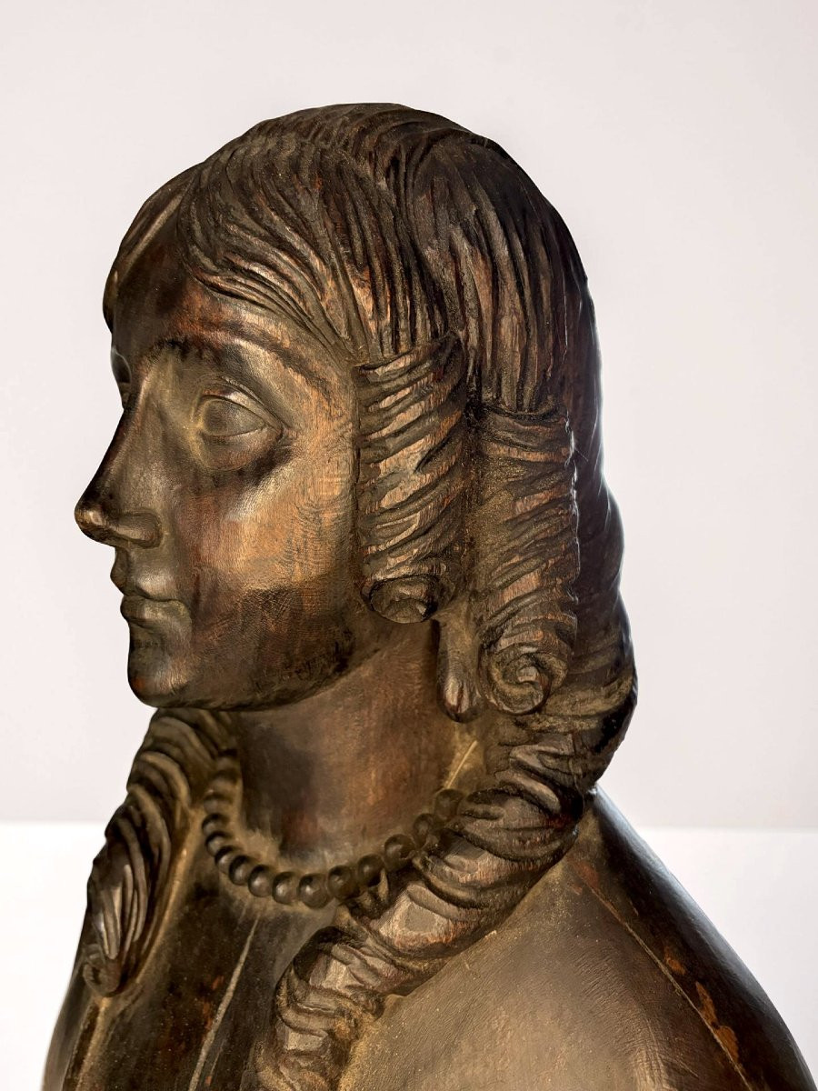 Busto di Dama in Legno di Tiglio Francia XVIII secolo-photo-1