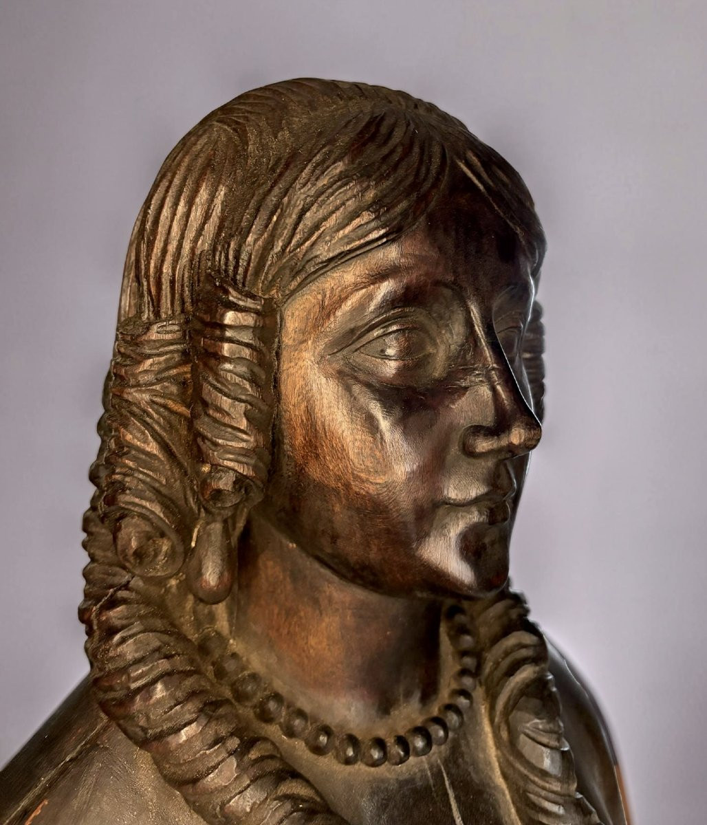 Busto di Dama in Legno di Tiglio Francia XVIII secolo-photo-2