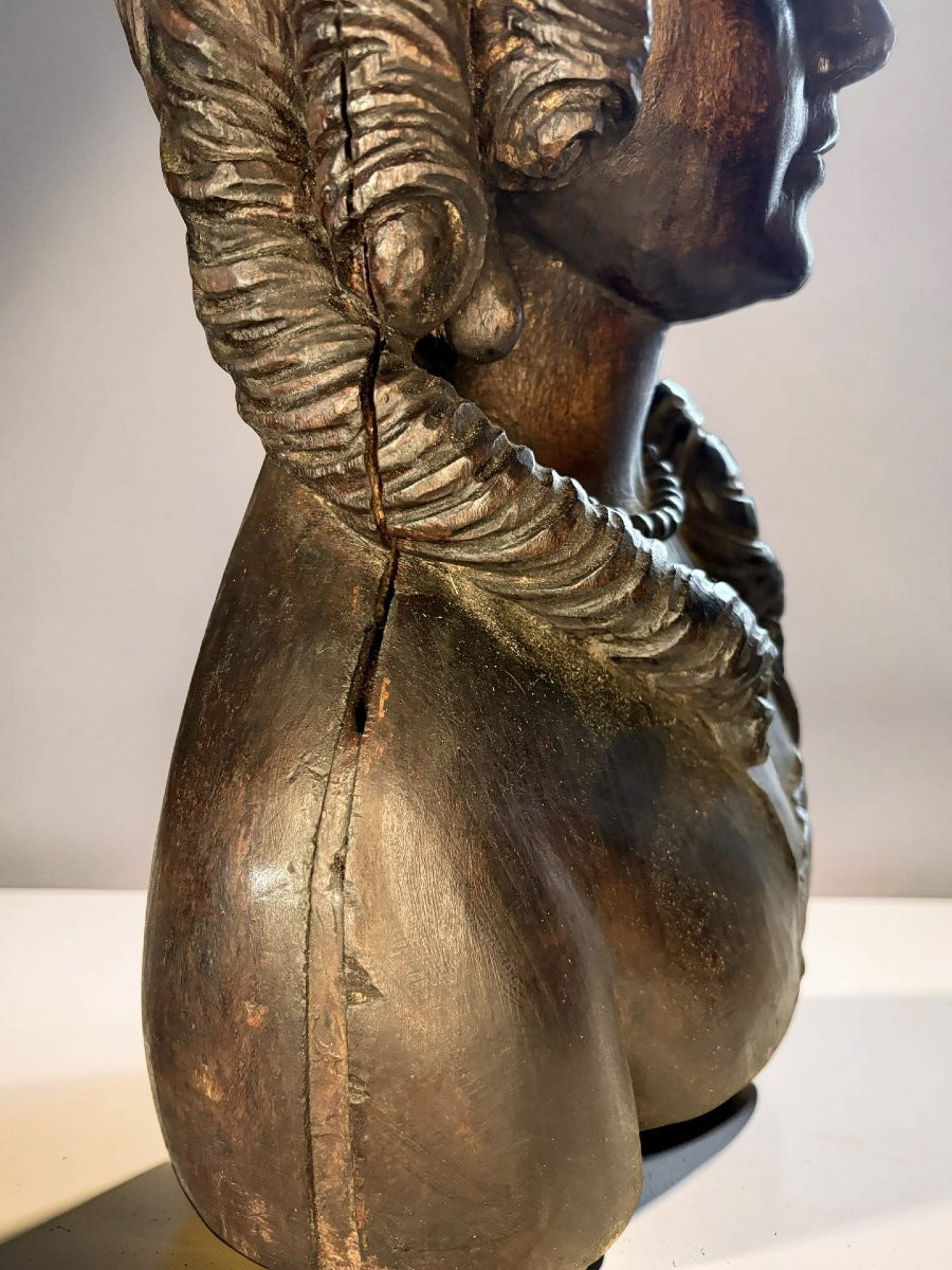 Busto di Dama in Legno di Tiglio Francia XVIII secolo-photo-4