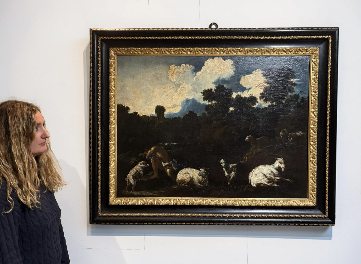 Philipp Peter Roos o Rosa da Tivoli (1657-1706) Armenti davanti la cascata vecchia di Tivoli-photo-3