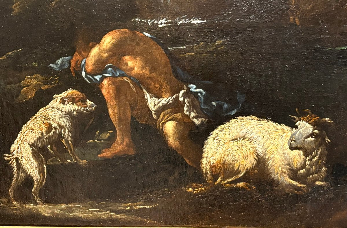 Philipp Peter Roos o Rosa da Tivoli (1657-1706) Armenti davanti la cascata vecchia di Tivoli-photo-3