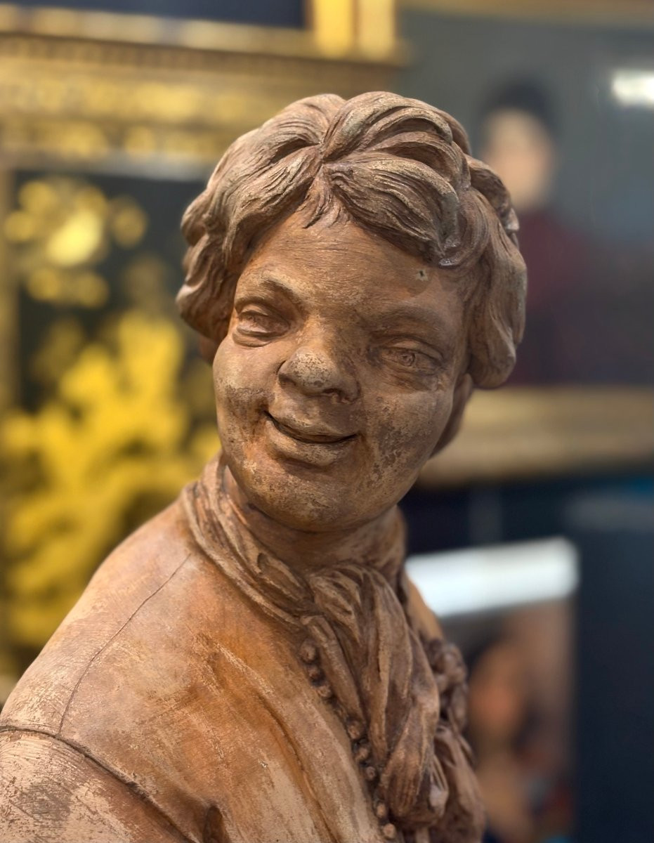 Busto in Terracotta Scultura francese del XVII firmato Rifle fecit 1693-photo-1