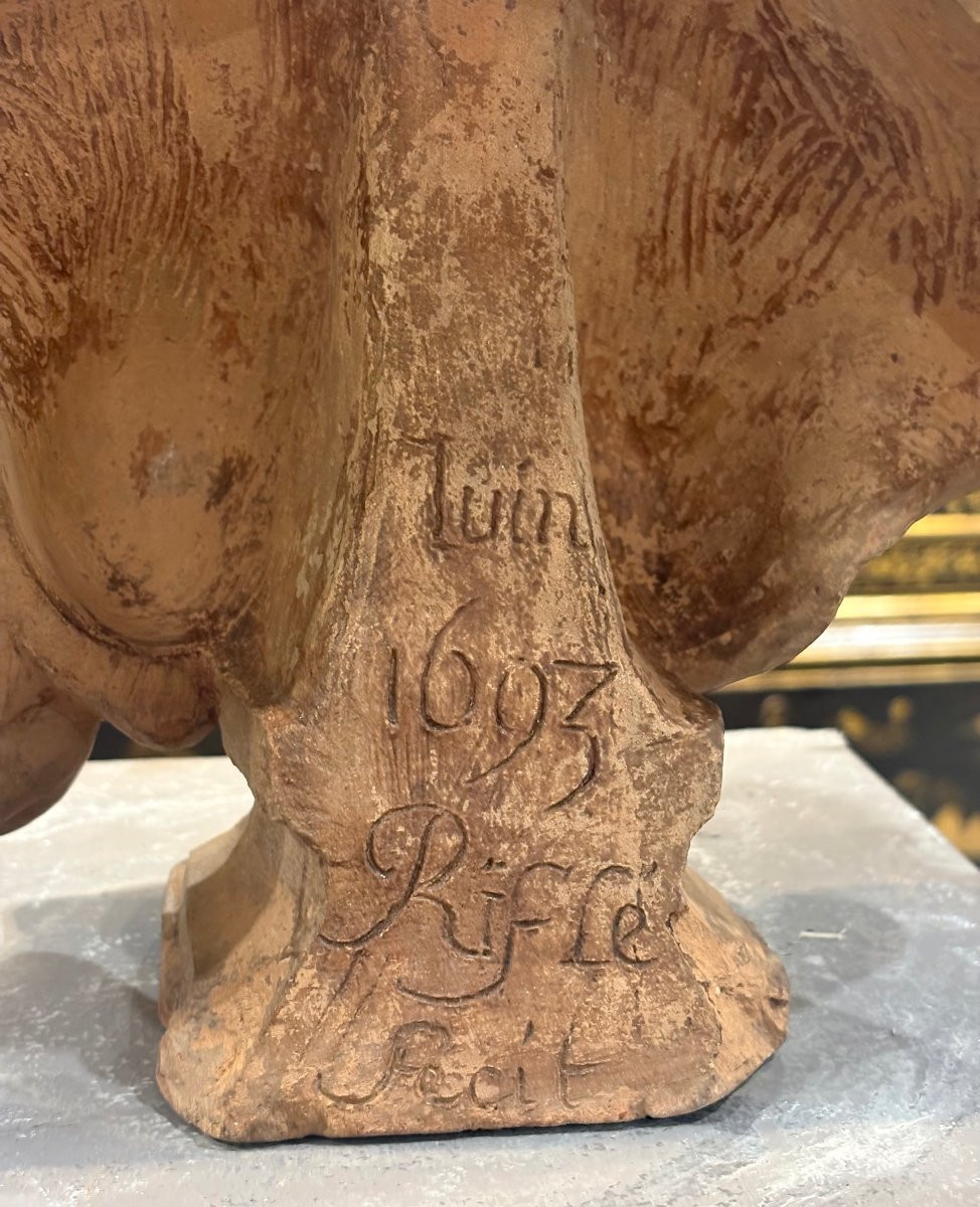 Busto in Terracotta Scultura francese del XVII firmato Rifle fecit 1693-photo-4