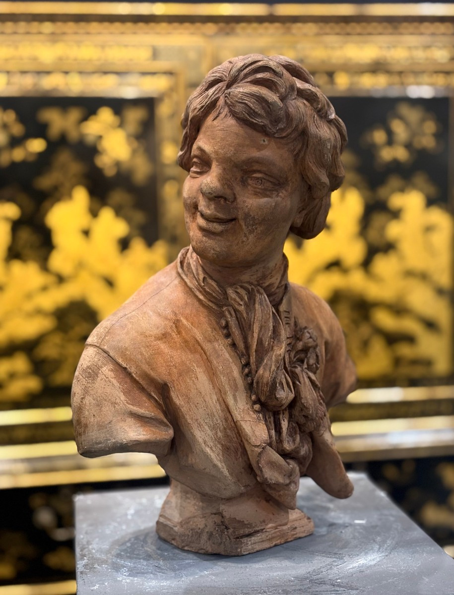 Busto in Terracotta Scultura francese del XVII firmato Rifle fecit 1693