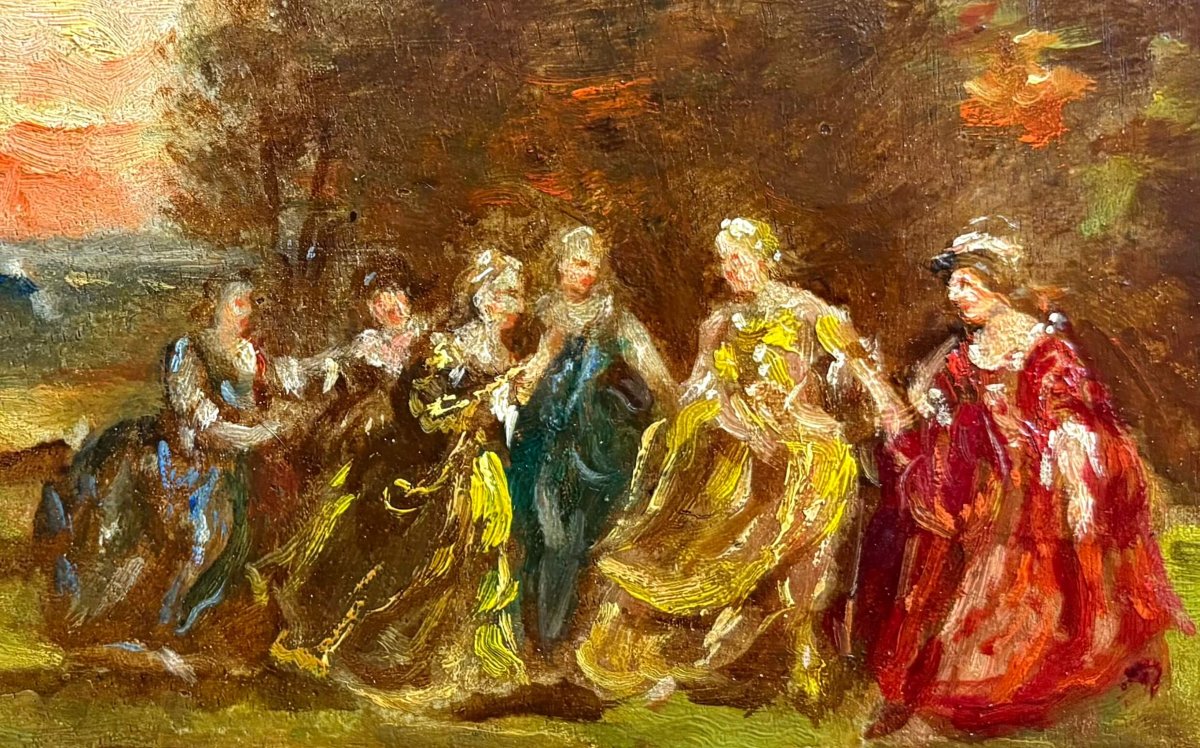 Narcisse Virgile Diaz de la Peña (1808-1876) "Eleganti in una Foresta" Scuola di Barbizon-photo-3