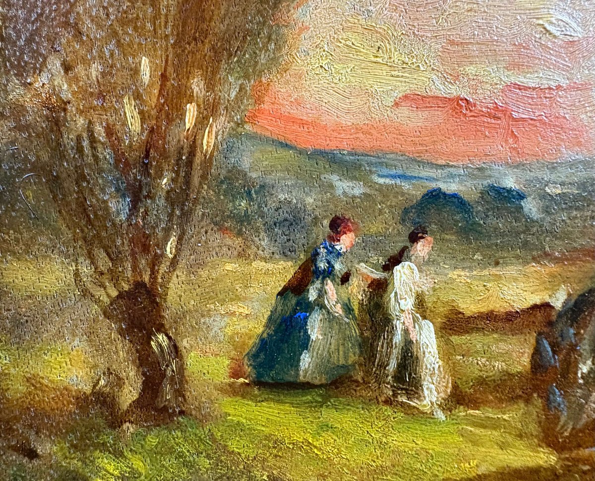 Narcisse Virgile Diaz de la Peña (1808-1876) "Eleganti in una Foresta" Scuola di Barbizon-photo-1